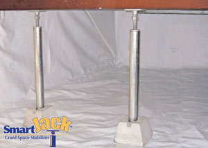 Crawl space structural support jacks installed in Dracut