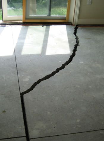 severely cracked foundation slab floor in Watertown