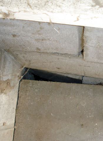 inward rotation of a foundation wall damaged by street creep in a garage in Derry